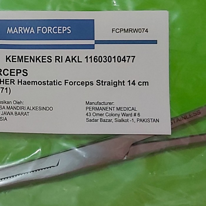 Kocher Forceps Straight 14 cm. Klem Koher Lurus 14cm. Clamp Khocher