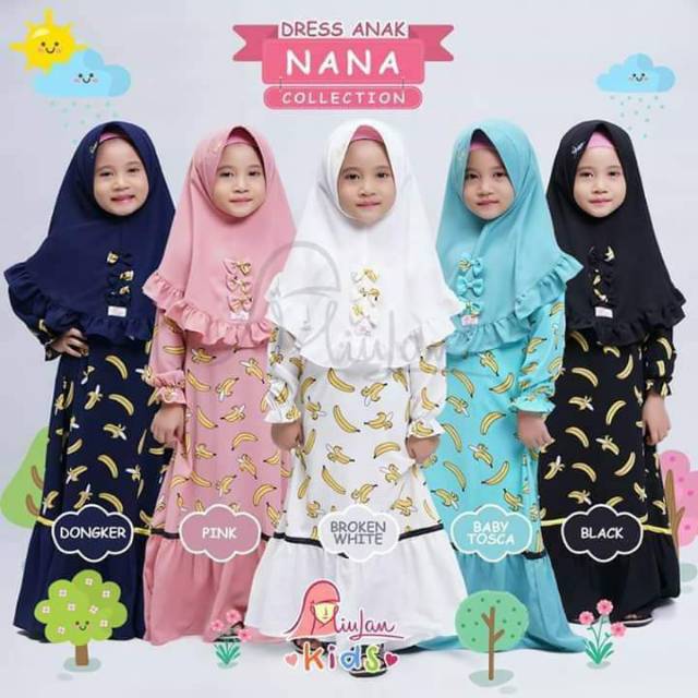 Dress anak NANA by miulan | baju gamis anak peremouan motif cantik by miulan | baju muslim anak
