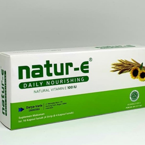 NATUR E 100 IU Vitamin E/Suplemen Kulit/Suplemen Kecantikan Isi 16 Kapsul