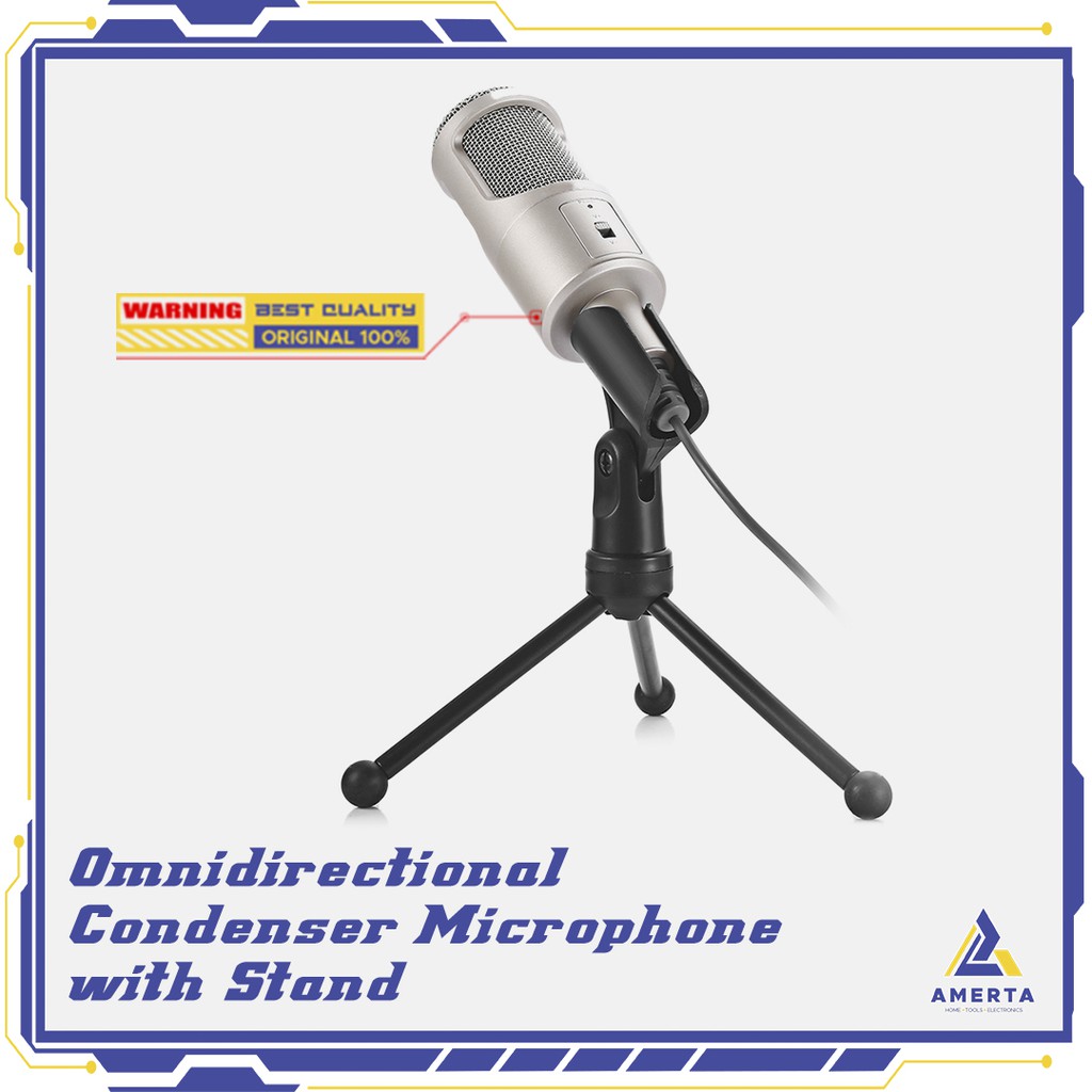 Omnidirectional Condenser Microphone with Stand - Yanmai  - Golden