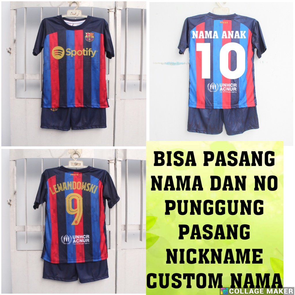 JERSEY BAJU BOLA BARCELONA KIDS PRINTING USIA 5-12THN