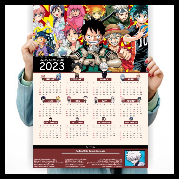 Kalender Anime 2023 - Poster Anime Kalender 2023 Masehi - Spy x Family Haikyuu Demon Slayer Kimetsu no Yaiba Jujutsu Kaisen Genshin Impact One Piece