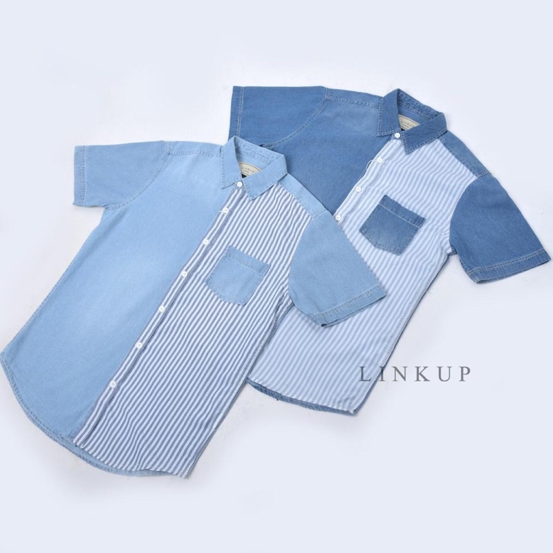 Kemeja Denim Lengan Pendek Deconstructed “Sustainable 101”