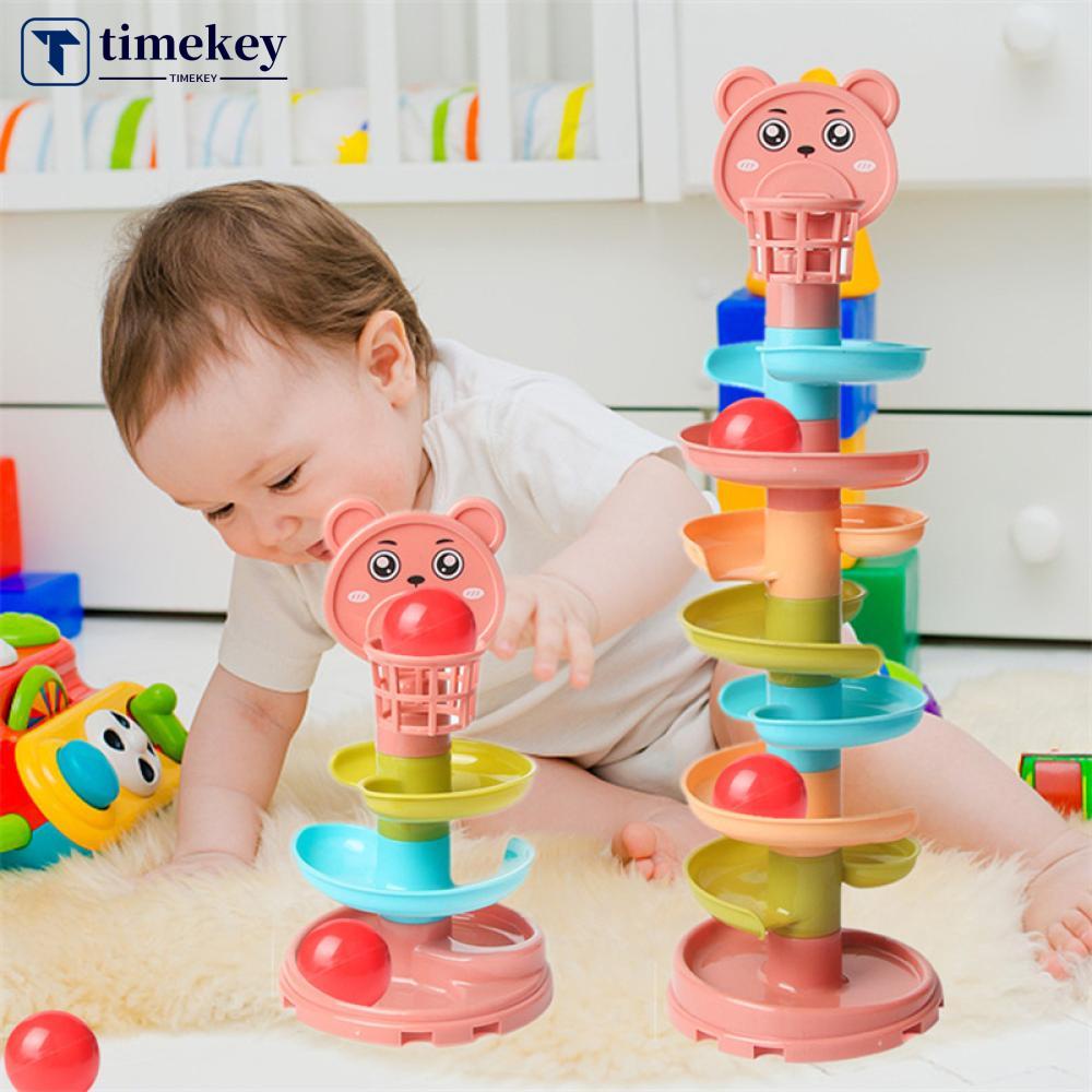 Timekey Mainan Puzzle Menara Lintasan Bola Geser DIY Untuk Edukasi Dini Bayi / Anak 0-3 Tahun S6T2