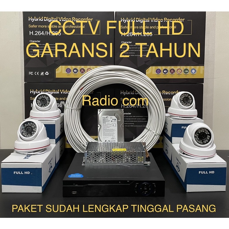 paket cctv 4 chanel 4 camera 5mp 1080p full hd ir sony(full indoor)lengkap siap pasang