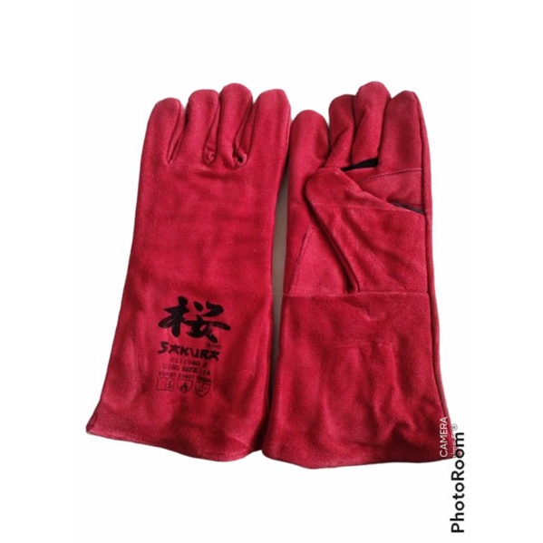 TERMURAH SARUNG TANGAN LAS SAKURA 14 INCH MERAH