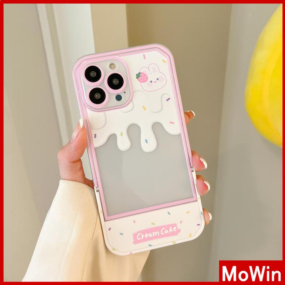 iPhone Case Acrylic Invisible Folding Stand Silicone Soft Case Airbag Shockproof Cover Camera Cream Bunny Cute Compatible For iPhone 11 Pro Max 13 Pro Max 12 Pro Max 7Plus xr XS