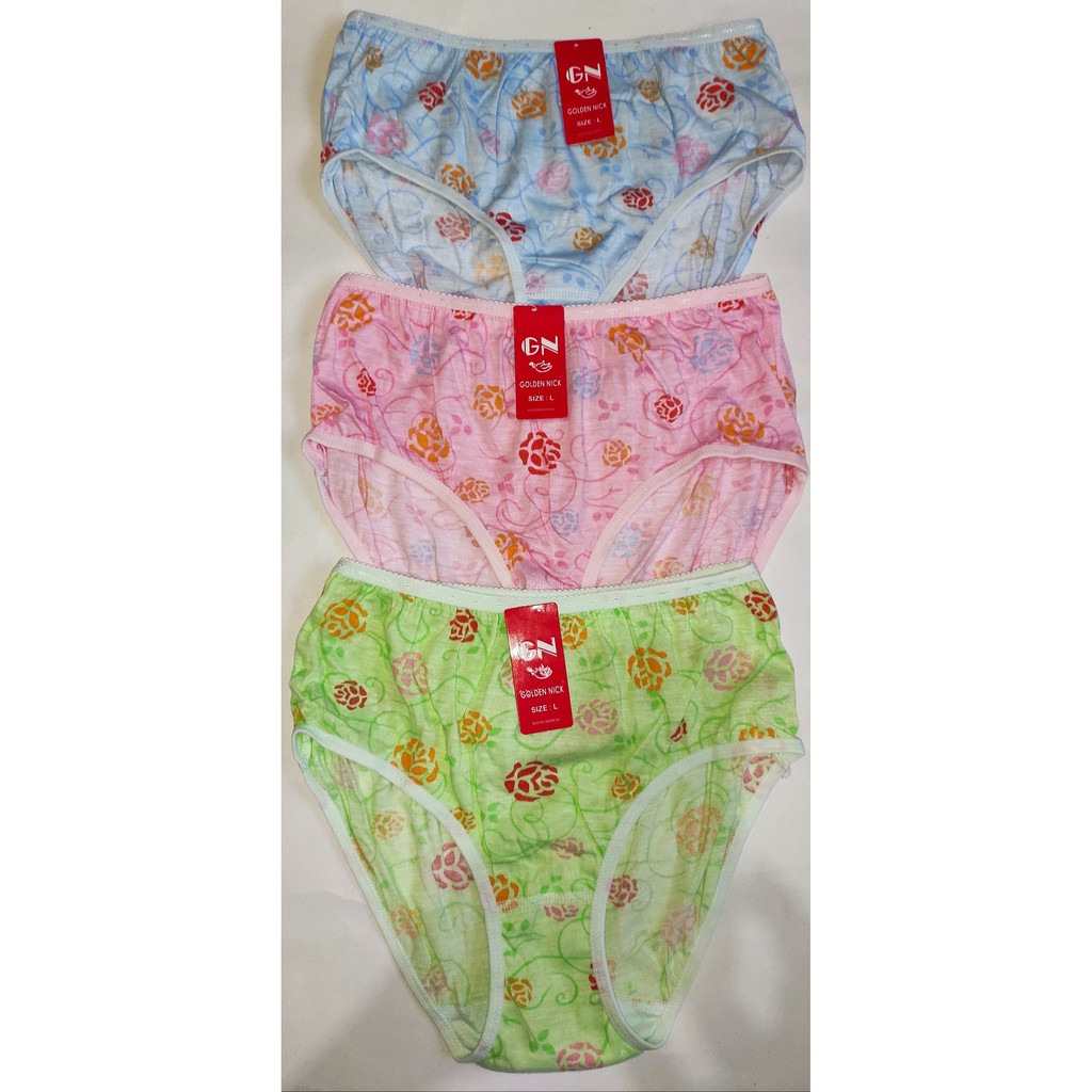 Golden Nick ~ 1 Pcs Celana Dalam Bermotif, Pakaian Dalam Wanita // Size M, L, XL, XXL ~ Sahabi