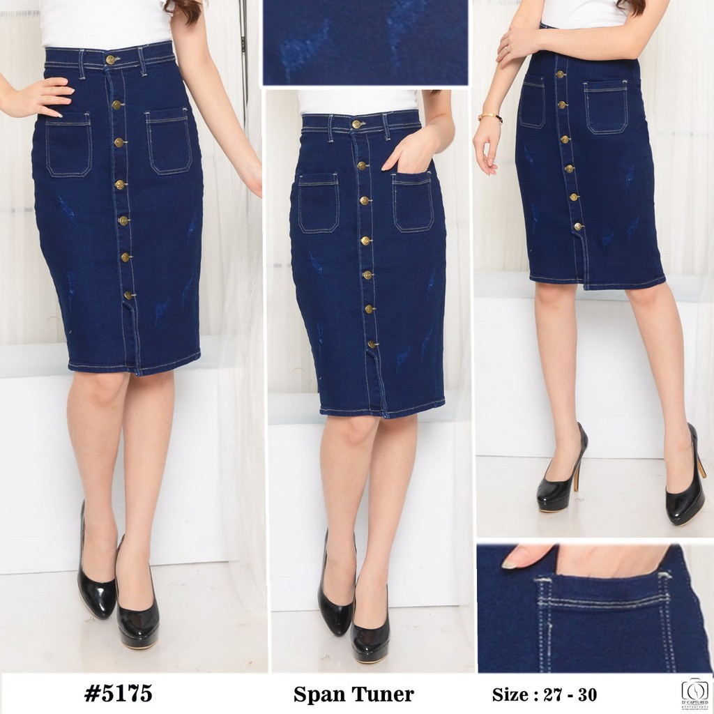 ( Bisa COD ) MC girl Rok Span Jeans Kancing Depan / Rok Pendek Jeans Tuner Full Kancing