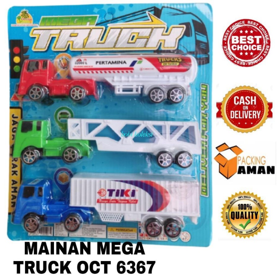 (PROMO) MAINAN ANAK MEGA TRUCK KONTAINER ISI SESET 3PCS