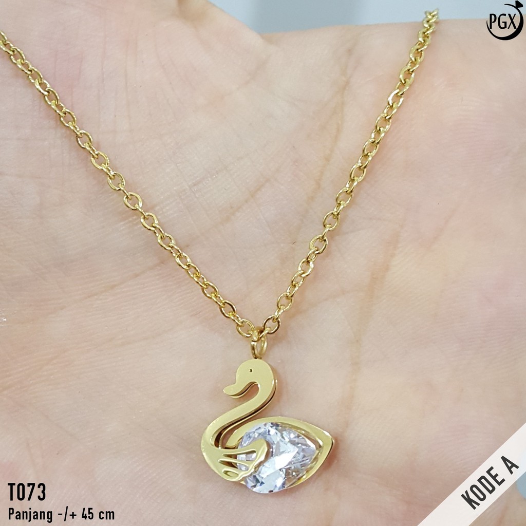 PGX Kalung Titanium Wanita Anti Karat Aksesoris Fashion Perhiasan Premium - T073