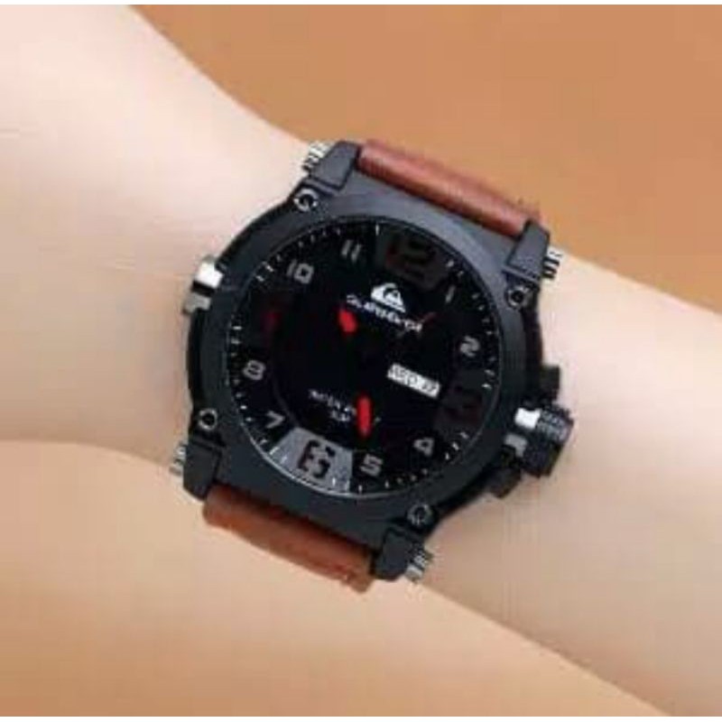 Jam Tangan Pria Quiksilver 5511 Tanggal Hari Aktif - Free Box Batre Cadangan Original Premium Grade