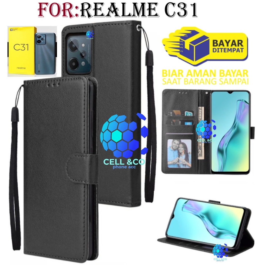 NEW REALME C31 CASE FLIP LEATHER WALLET PREMIUM FLIP CASE BUKA TUTUP KESING HP CASING FLIP CASE WALLET REALME C31 TERBARU