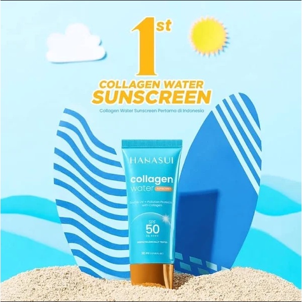 Hanasui Tabir Surya Collagen Water Sunscreen SunBlock Spf 50 PA 30 ml Ori Gratis Ongkir Murah BPOM HALAL