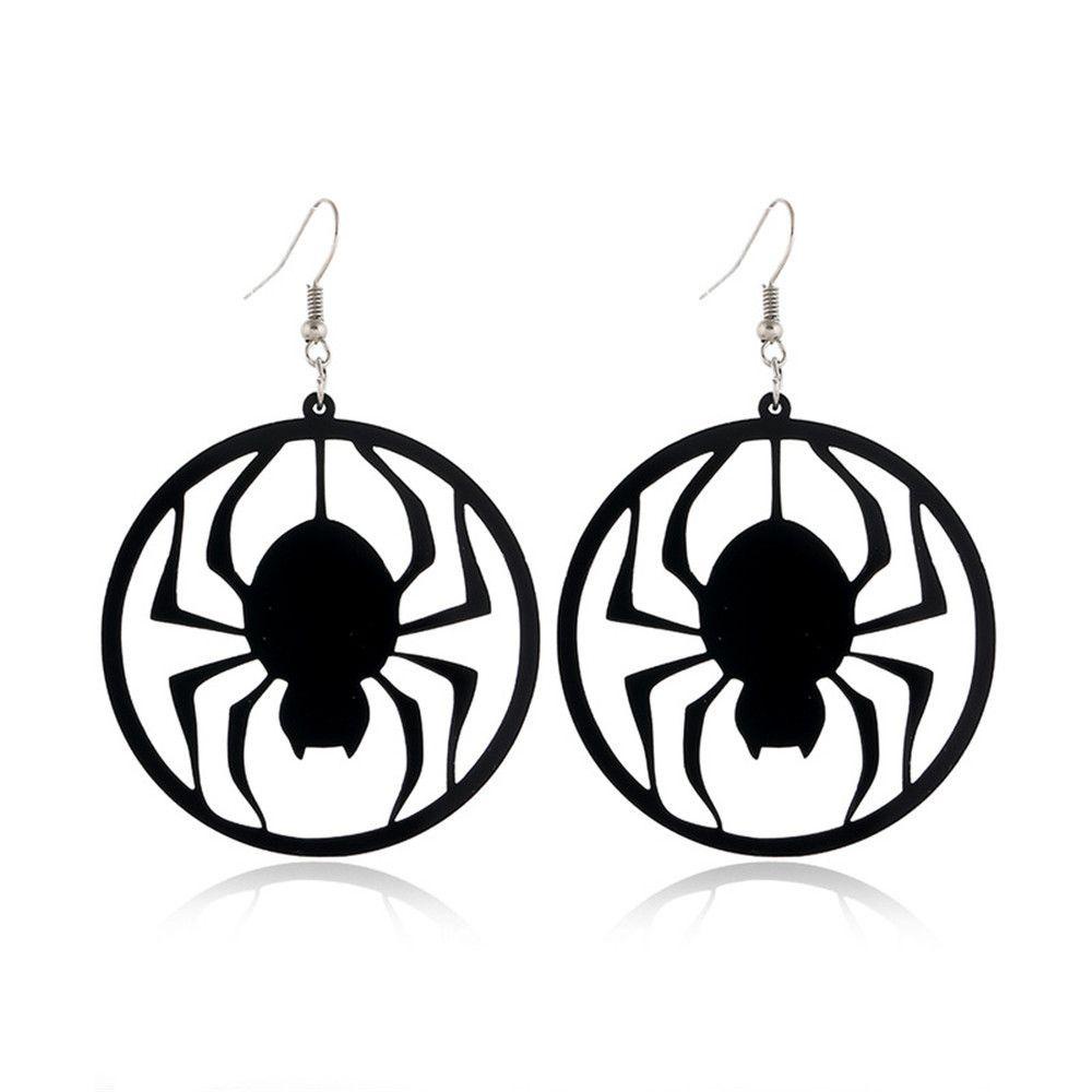 Lily Halloween Drop Earrings Hadiah Pesta Bulat Kucing Hitam Labu Spider Tangan Hallowmas Kostum Cosplay