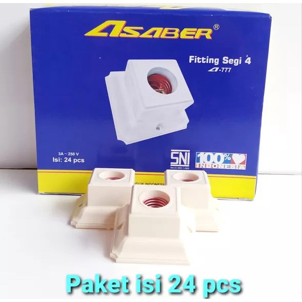 Asaber Fitting Fiting Piting Lampu Tempel Model Broco Kotak 1210 SNI