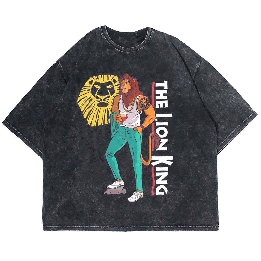 KAOS OVERSIZE THE LION KING WASHING VINTAGE TEE ( WASHING T-SHIRT )