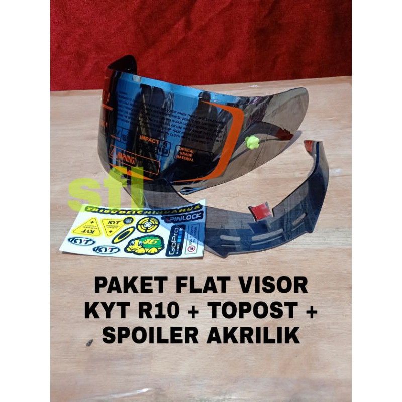 Paket Kaca Flat Visor Kyt Rc-7 R10 K2r Mds Viktory + TOPost+ Spoiler PNP KYT RC7 .R10. K2R MDS Viktory DLL. Murah Kualitas Mewah