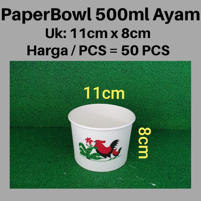 PaperBowl 500ml Ayam / Mangkok Kertas Gambar Ayam / Mangkok Kertas Ayam