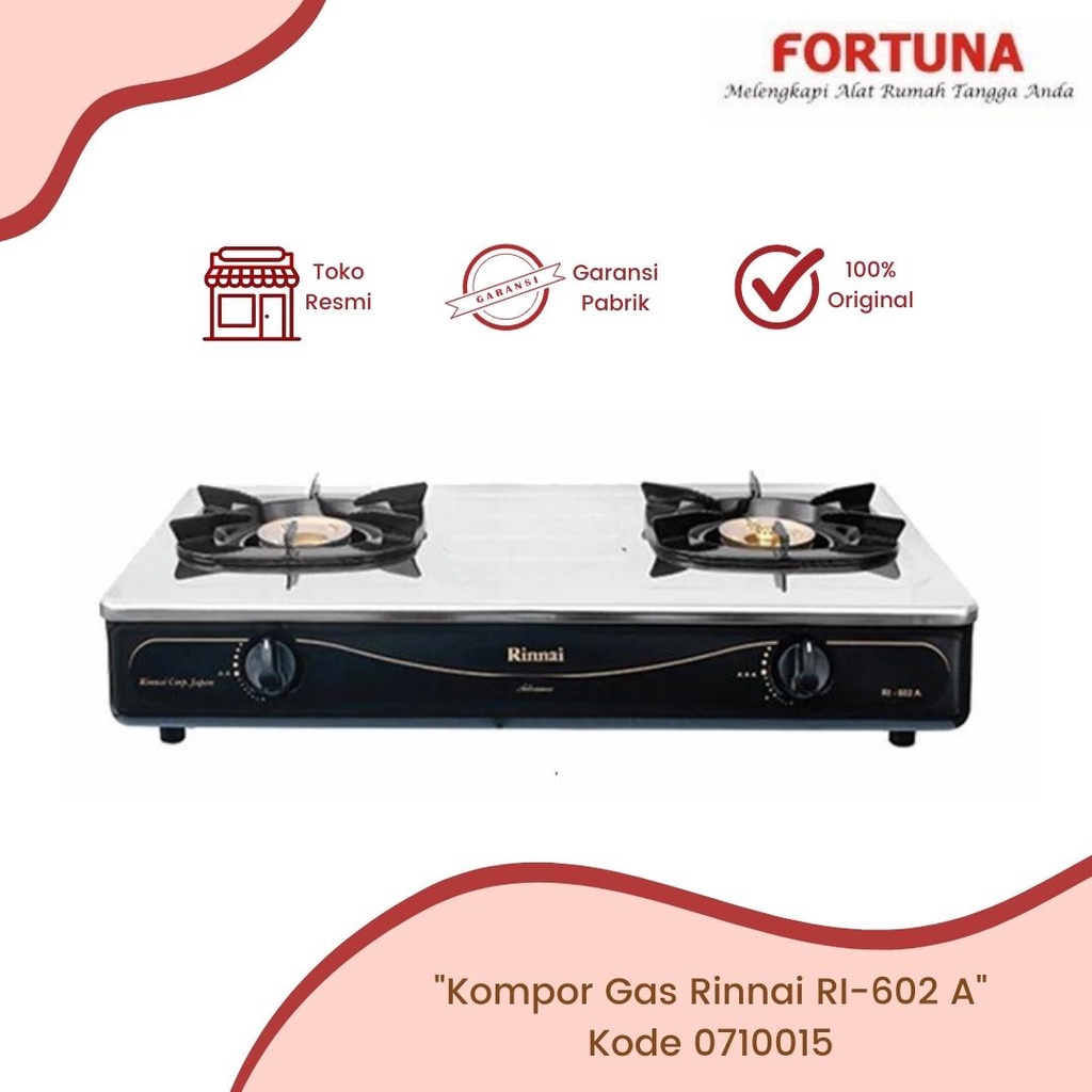 Rinnai Kompor RI-602 A / Kompor Gas 2 Tungku / Kompor Api Besar