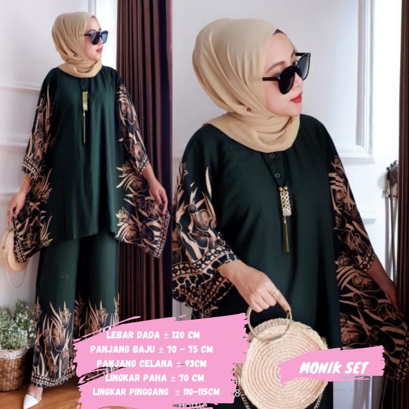 BAJU WANITA SETELAN TIE DIE DYE WAKA JUMBO SINTIA SET BUSUI ONE SET RAYON MOTIF KEKINIAN-MONIK HIJAU