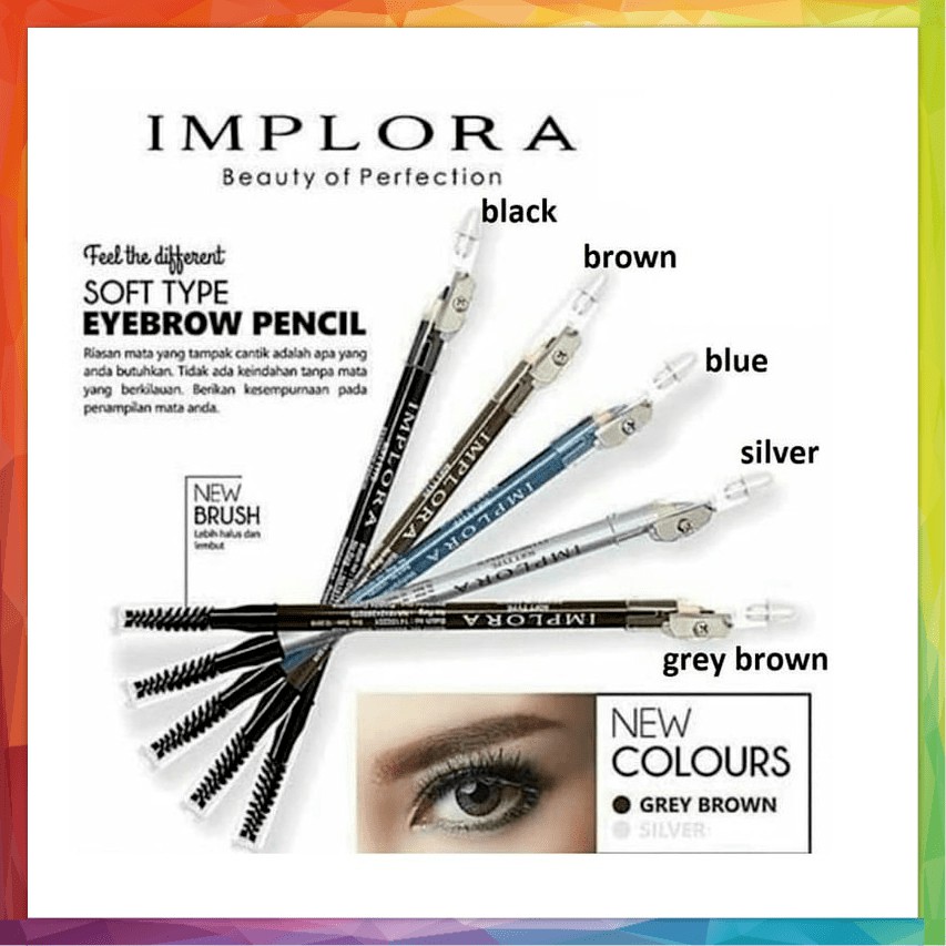 Pensil Alis IMPLORA - Eyebrow Pensil BPOM - Pensil Alis Dengan Sikat