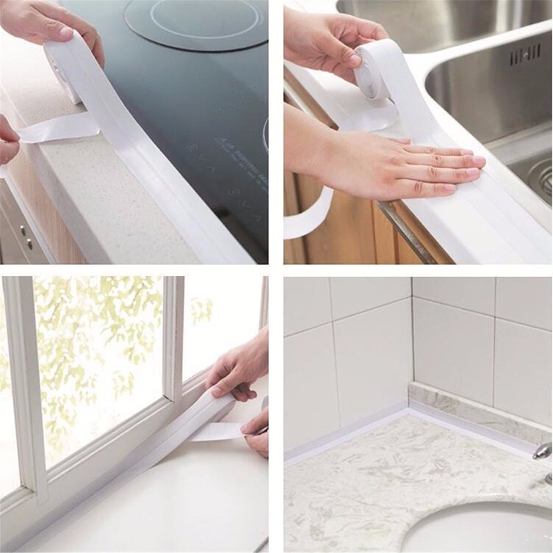 ღ Tahan Air Sealant Tape Diri Perekat Sealant Tape Stiker Dinding Dapur Kamar Mandi Shower Bathtub Sealing Strip Tape Tahan Air Dinding Wastafel edge