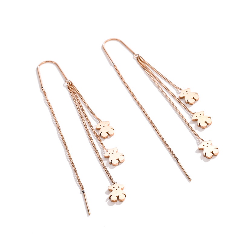 Anting gantung tiga bear korea fashion titanium anti karat - ercassia