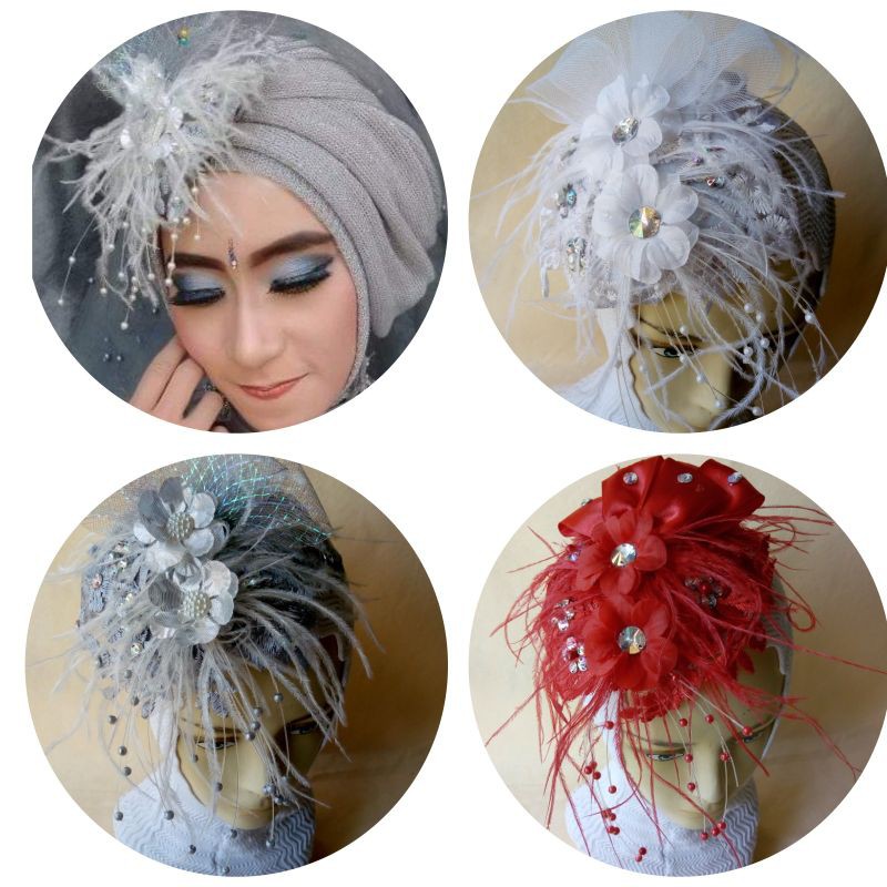 faskintor/ topi bulu hiasan kpala pengantin/ fation show/ praweding/ hunting