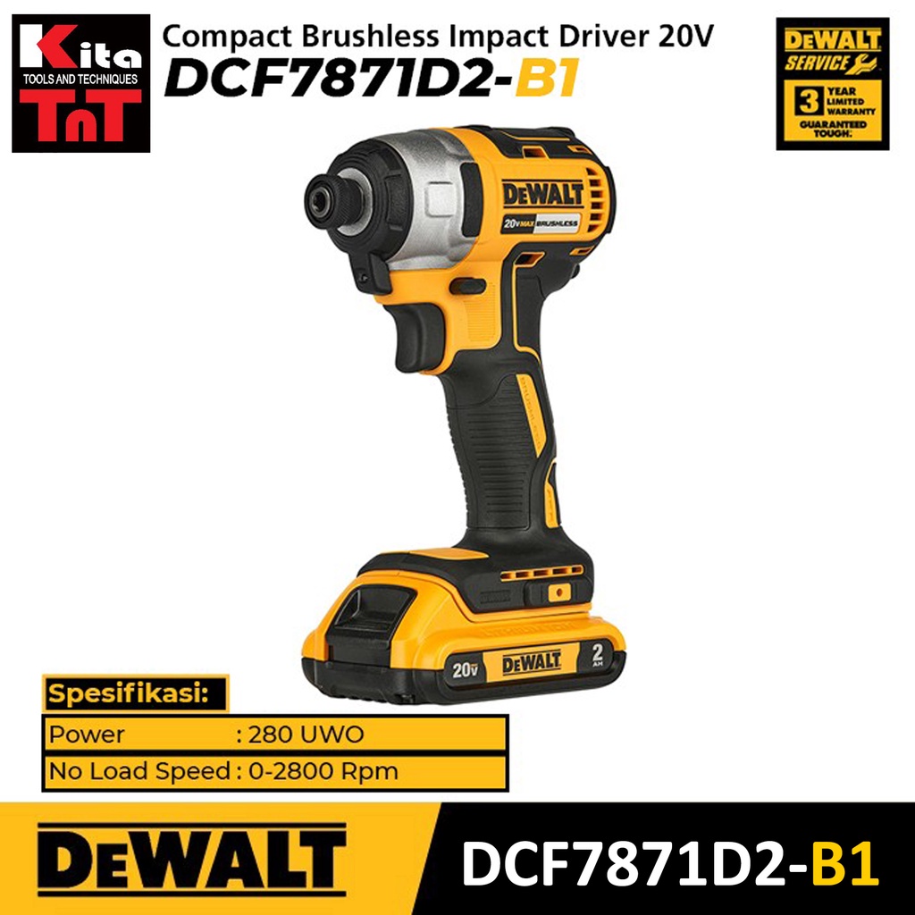 Jual DEWALT - Bor Impact Driver Brushless / Baterai 20V - DCF7871D2-B1 ...