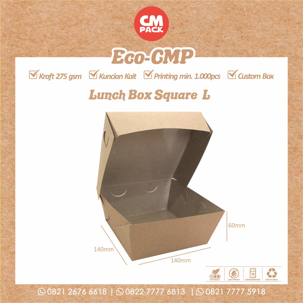 

CMP ECO KRAFT SQUARE BOX L ( 1 PACK ISI 50PCS )