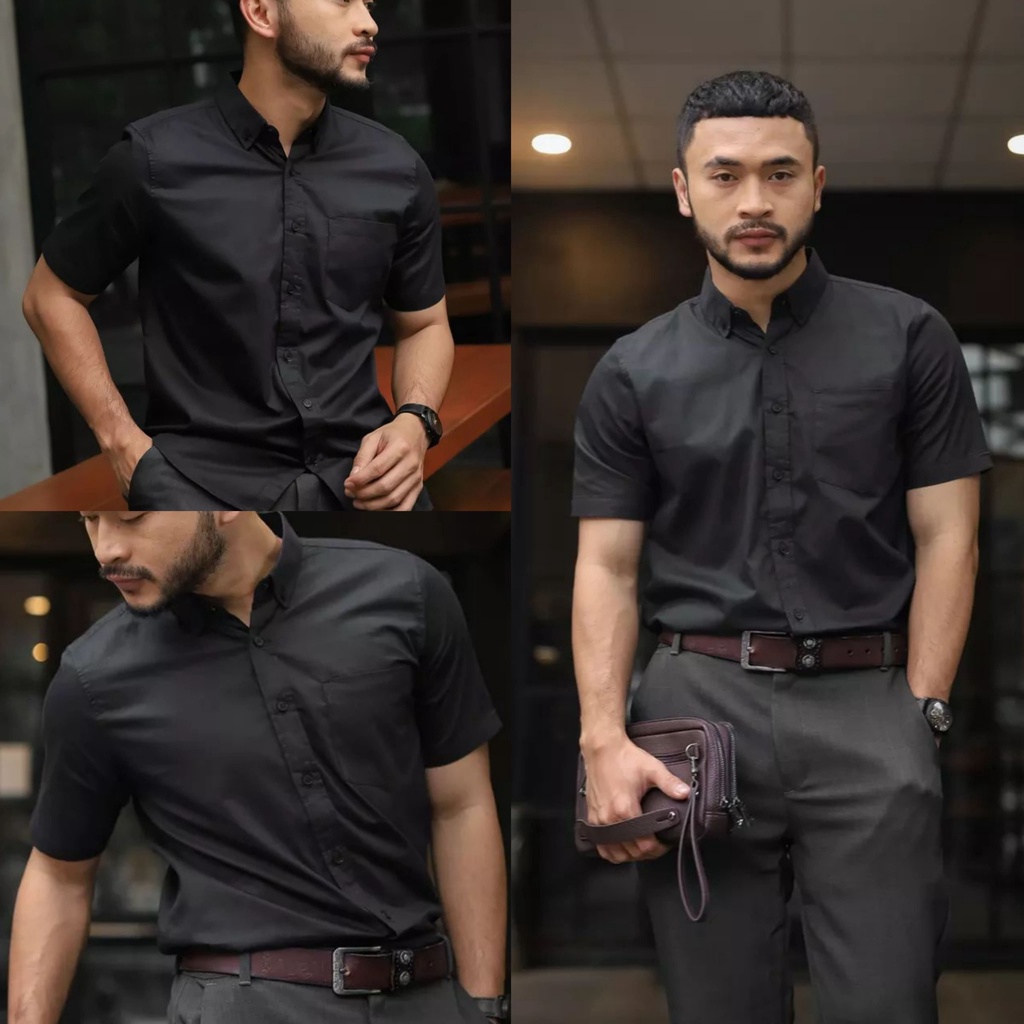 [COD] KEMEJA POLOS PRIA LENGAN PENDEK SLIMFIT BAHAN OXFORT PREMIUM RIVILLA ORIGINAL SIZE M L XL XXL