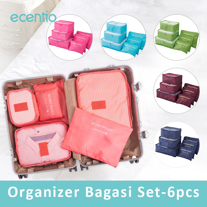 

Ecentio Travel 6 in 1 bag Set Storage Organizer Koper / Tas Penyimpanan utk travel