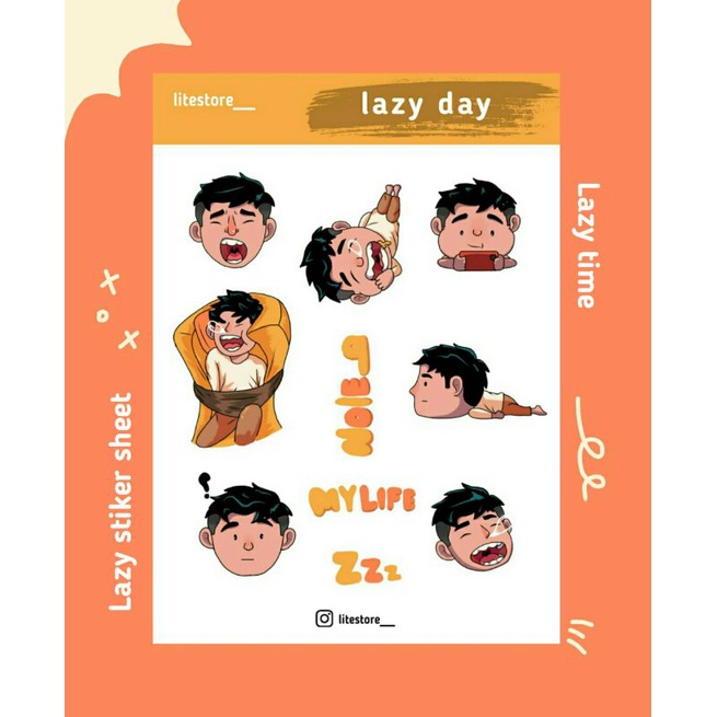 

lazy stiker sheet/stiker kaum rebahan /nolep/cutestiker