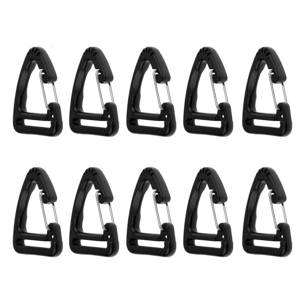 CHOOKYY 2/5pcs Triangle Carabiner Black Plastic Alloy Outdoor Tool Keychain Belt Buckles