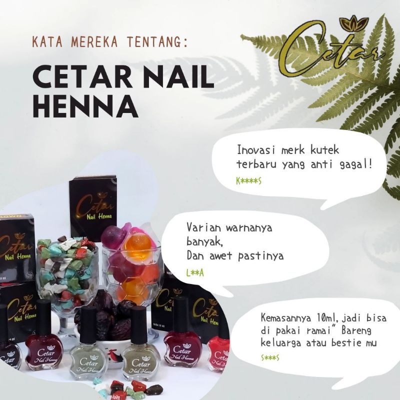 CETAR NAIL HENNA 10ML / KUTEK CETAR / HENA KUKU / KUTEK MUSLIMAH / TUFFAH / NAURAA