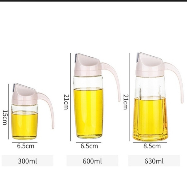 630 ml Botol Minyak Kecap cuka dengan kaca tebal dgn tutup otomatis Glass bottle Cooking Oil Vinegar