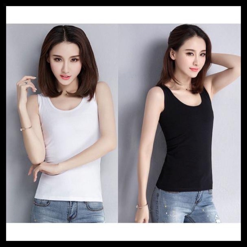 FREYA | Tanktop wanita katun tali besar Hitam / Tanktop wanita / Tanktop katun / Art Tali Besar