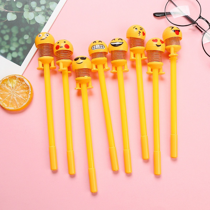 MurmerOfficial R163 Pena Emoticon Per Karakter Unik Lucu Emoji Karakter Smile Spring Doll Pen Import