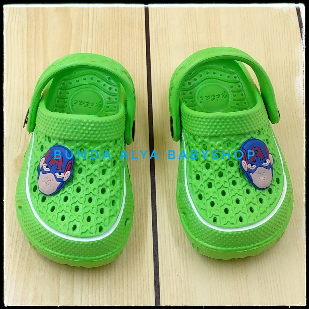 Sendal Anak Laki Laki Usia 6 Bulan 1 2 Tahun Karet HIJAU Superhero - Sepatu Sandal Anak Cowok Anti Licin Superhero Size 18 - 23