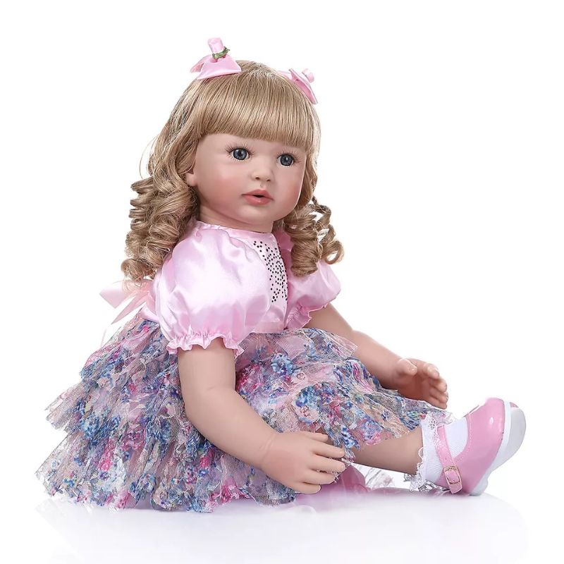 Ready Boneka Reborn 60 cm Original Premium Dress Rambut Curly