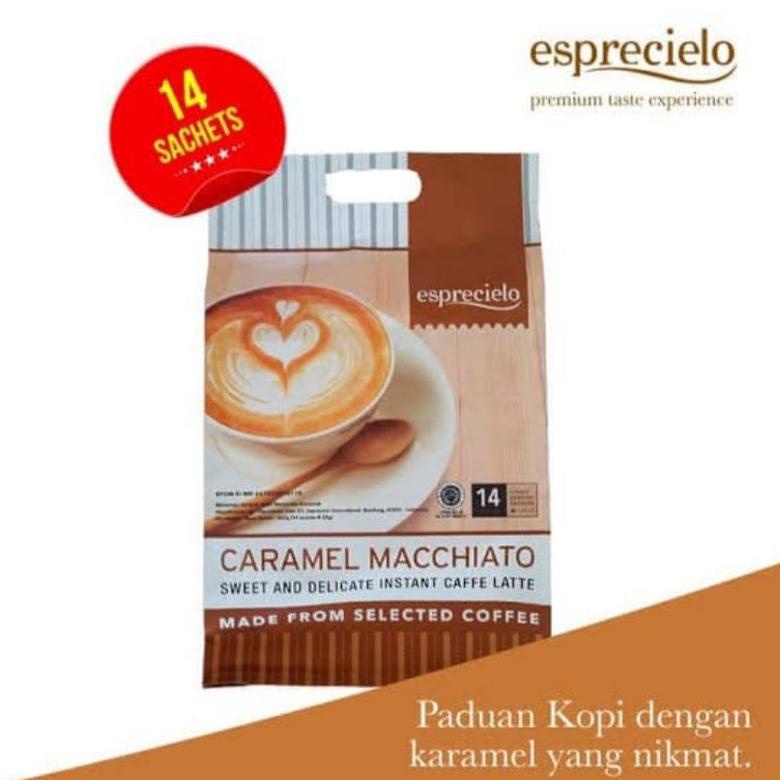 

[KODE PRODUK 0ZWH96438] Esprecielo Caramel Macchiato Ecobag ( Isi 14 Sachet )