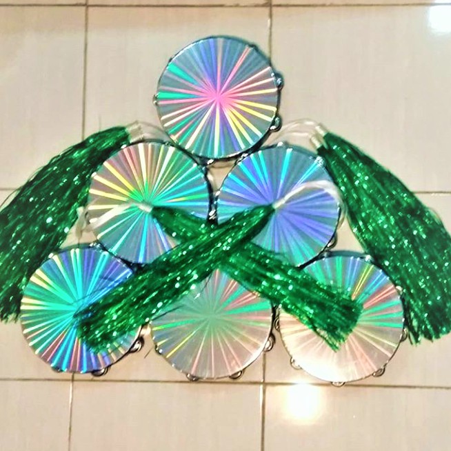 Tassel Tamborin Metalik Rumbai Pita Tamborin Alat Tari Tasel Untuk Props Penari Tamborine Gereja