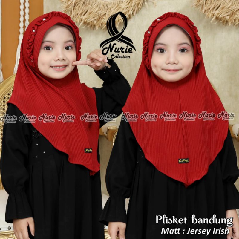 Jilbab Bergo Plisket Anak Bando Premium