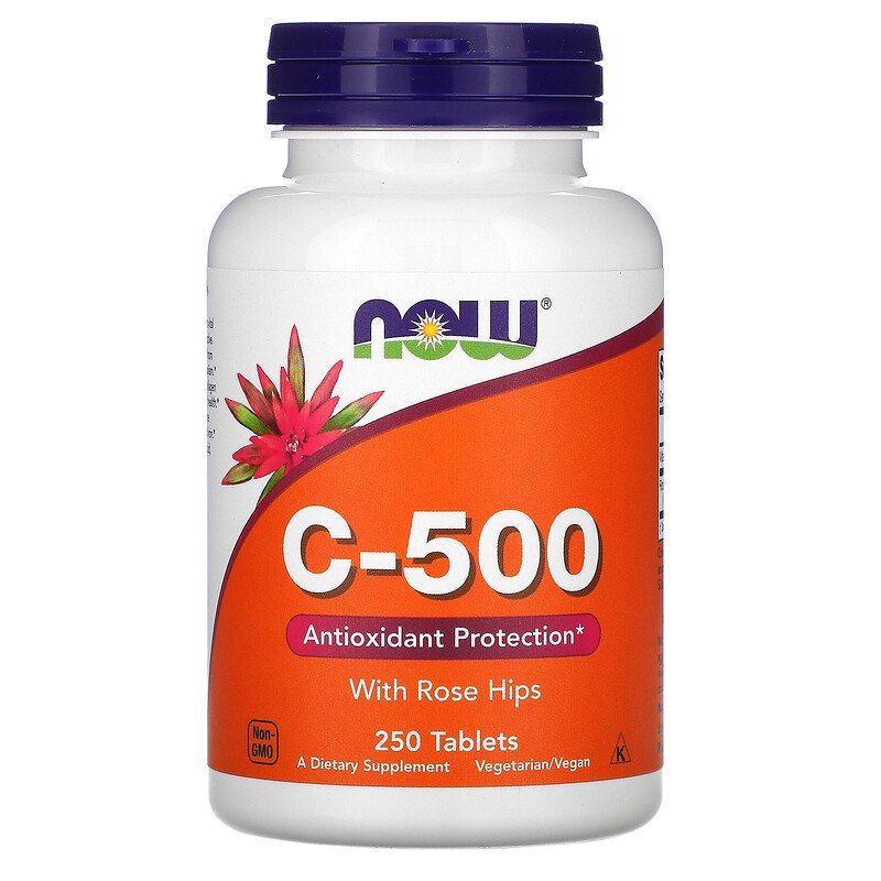 NOW Foods Vitamin C 500 / C 1000 Antioxidant Protection with Rose Hips