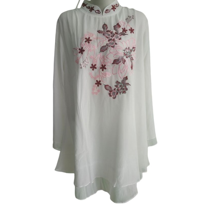 Tunik Impor Putih bordir/Tunik Ceruty Impor/Tunik Putih bordir/Baju lebaran/Tunik lebaran