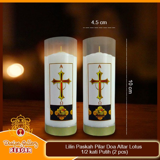 Lilin/Candle Puja Paskah Pilar Doa Altar Lotus 1/2 kati Putih (2 pcs)