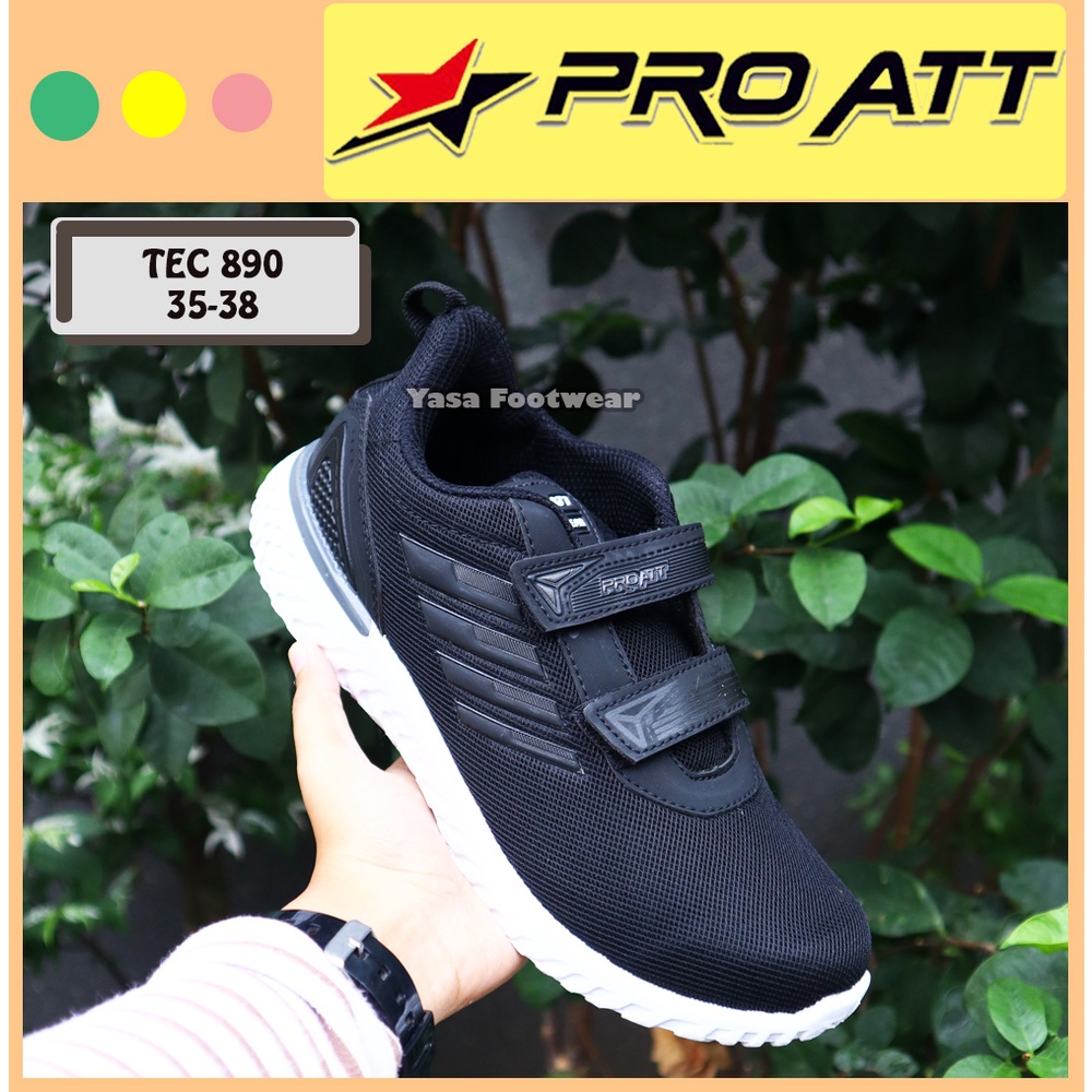 Yasa Footwear - PRO ATT TEC 890 Perekat 31- 38 / Sepatu Sekolah Hitam / Sepatu Perekat Anak