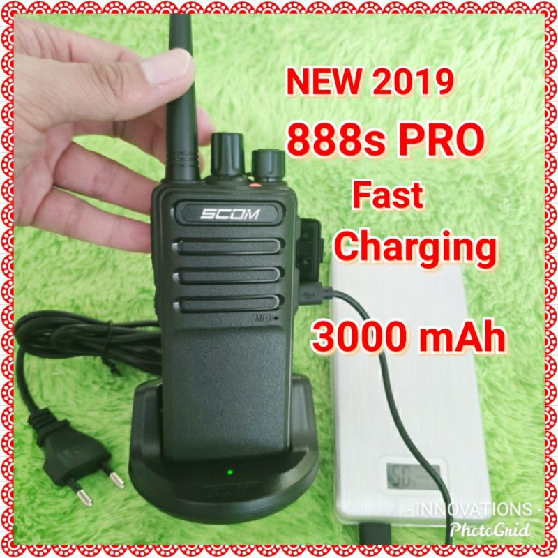 HT SCOM 888s PRO (1 box isi 2 HT) batterai 3000 mah Power 5 watt UHF resmi postel kominfo