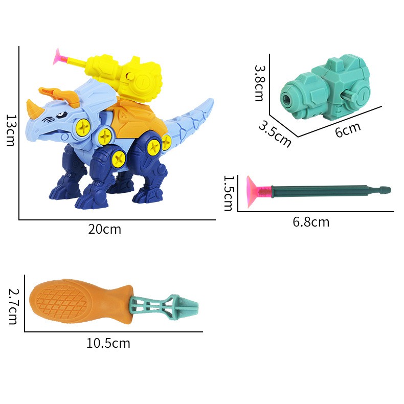 ( Mia ) Mainan Edukasi Anak DIY DInosaurus Peluncur Bongkar Pasang Baut, DIY DInosaurs Assembly